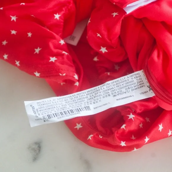 NWT Zara Red & White Star Print Satin Lace Up Bodysuit - Picture 10 of 13